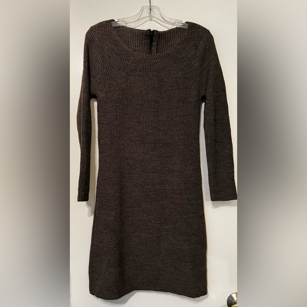 Italian Sweater Dress MADE IN ITALY Brown Size S/M long sleeves